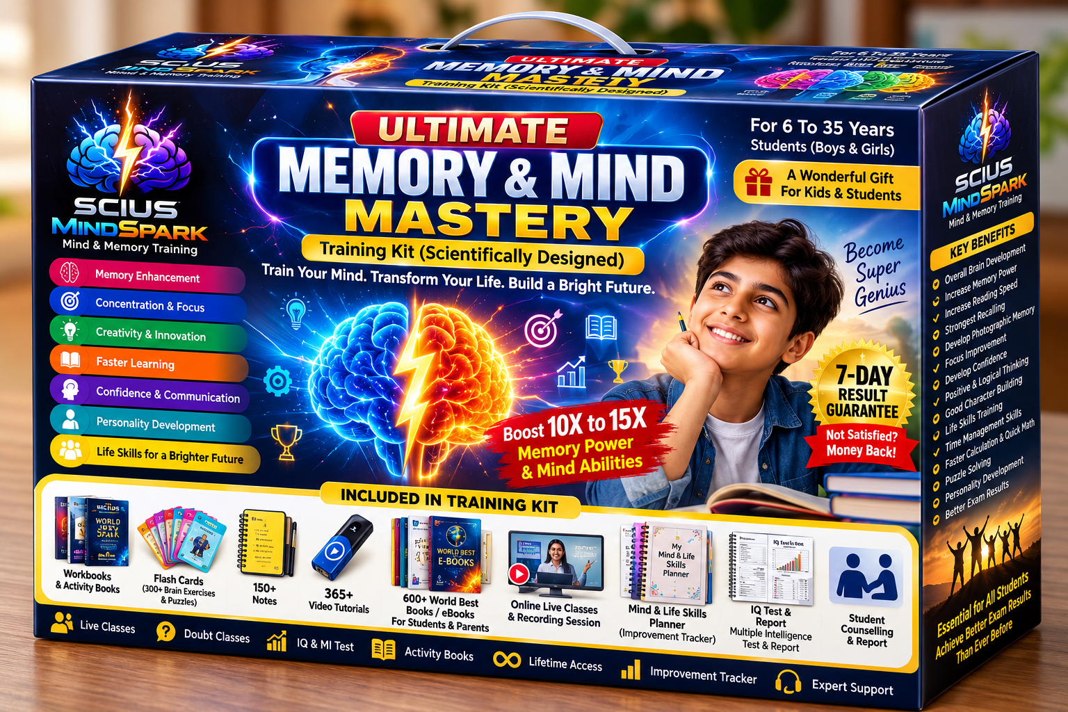 SCIUS Mind Spark Ultimate Memory and Mind Mastery Training Kit packaging